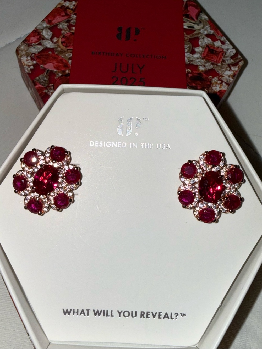 Bomb Party Forever In Bloom Lab Created Ruby July Birthday Rose Gold Earrings